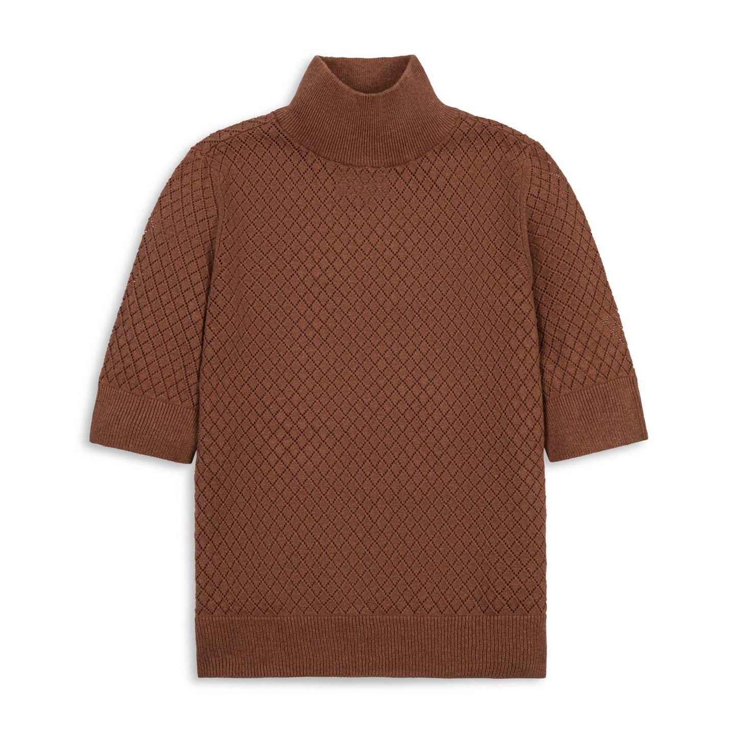 Organic Diamond Stitch Mock Neck Sweater