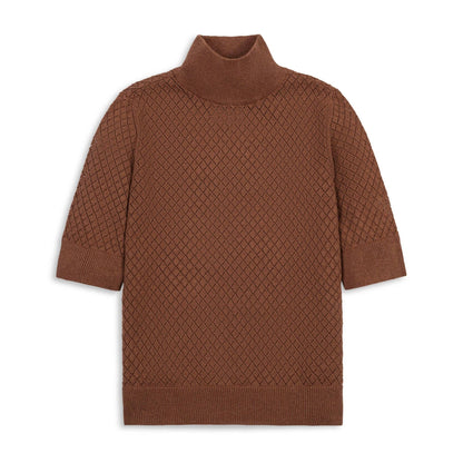 Organic Diamond Stitch Mock Neck Sweater