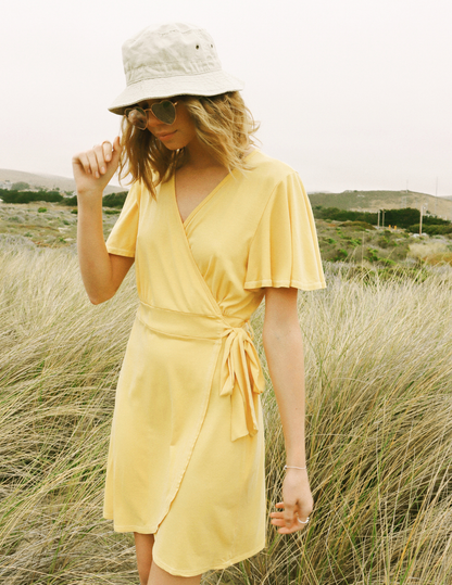Organic Cotton Yellow Wrap Dress