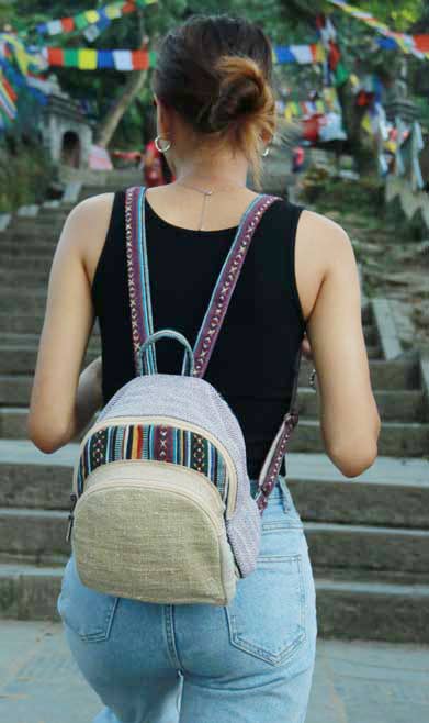 Hemp/Cotton Multi Stripe Backpack | 12”
