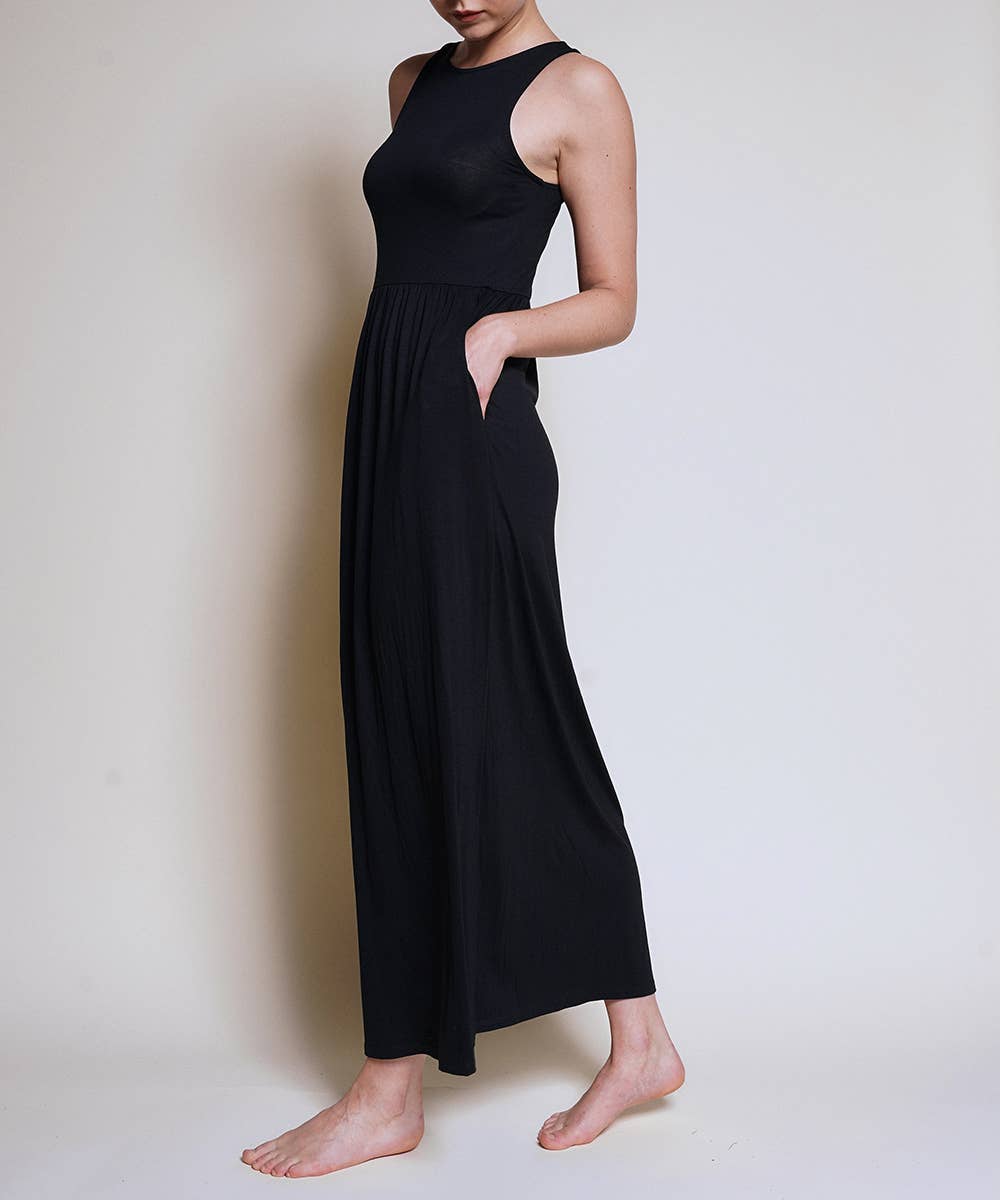Black Sleeveless Bamboo Maxi