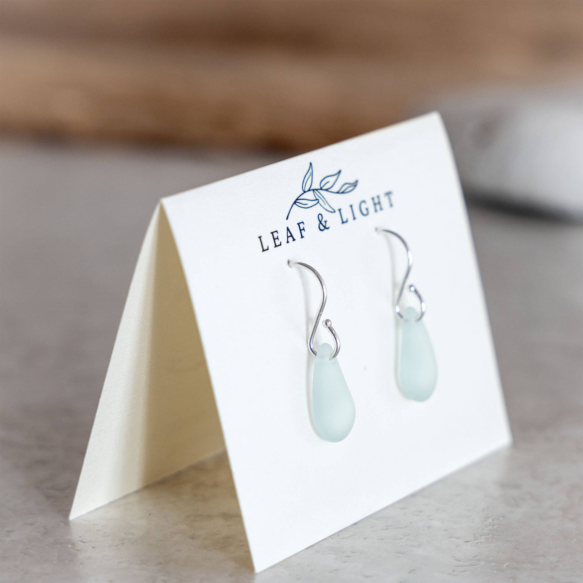 Aqua Recycled Glass Earrings | Sterling Silver