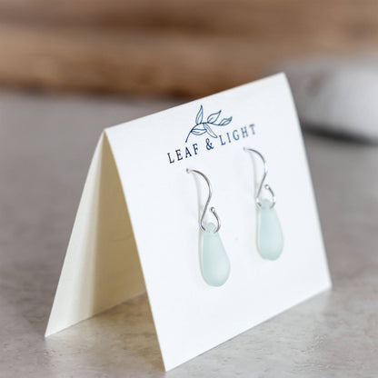 Aqua Recycled Glass Earrings | Sterling Silver