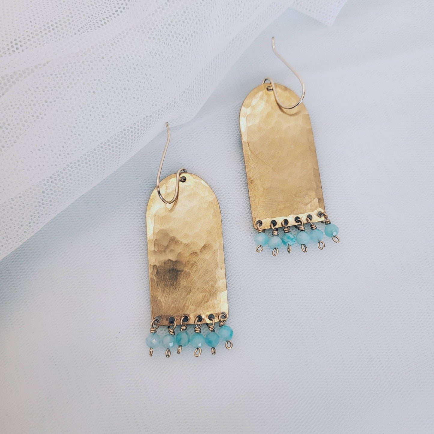 Handmade Brass & Amazonite Earrings
