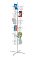 48-Pocket Rotating White Greeting Card Rack - 65”H x 16”D