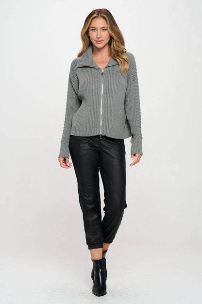 Cotton Rib Zip Sweater