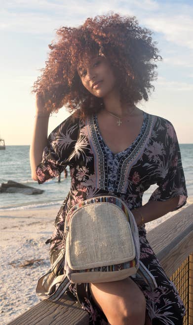 Hemp/Cotton Multi Stripe Backpack | 12”