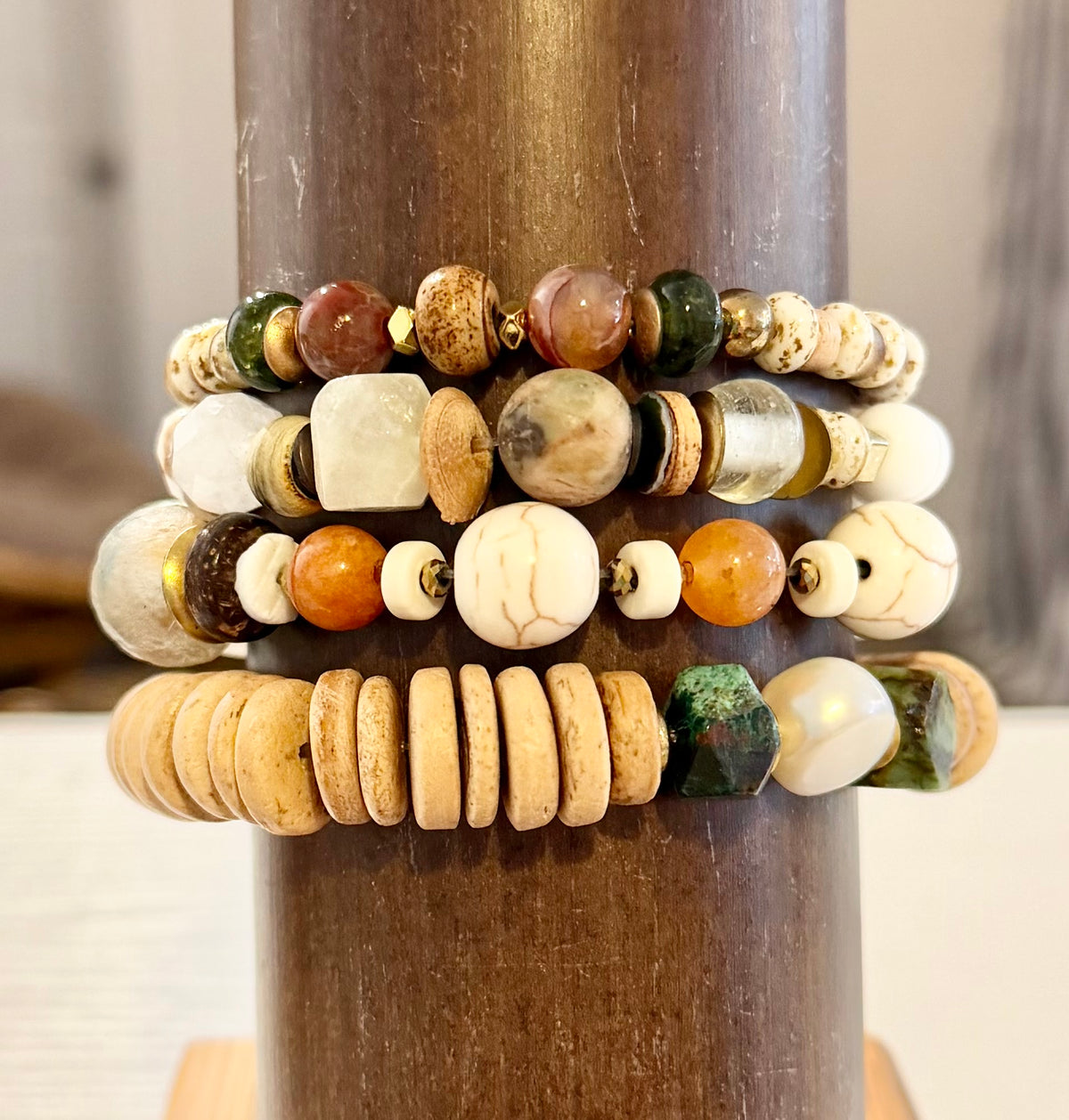 Wild Honey & Wanderlust Bracelet Collection | Jasper, Riverstone, Agate, Wood