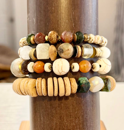 Wild Honey & Wanderlust Bracelet Collection | Jasper, Riverstone, Agate, Wood