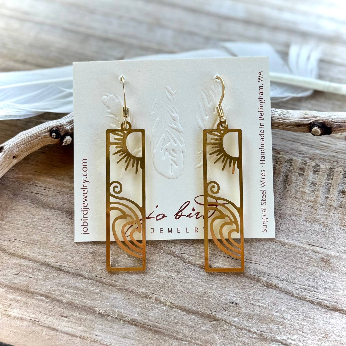 Brushed Gold Wavecrest Earrings