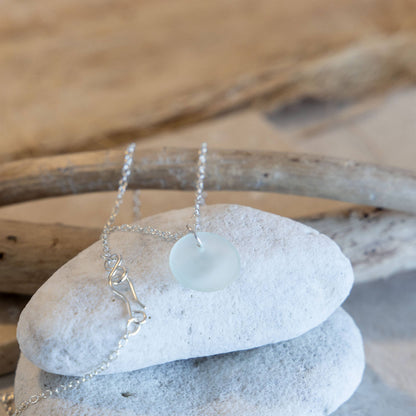 Aqua Cove Recycled Glass Necklace | Silver Plated