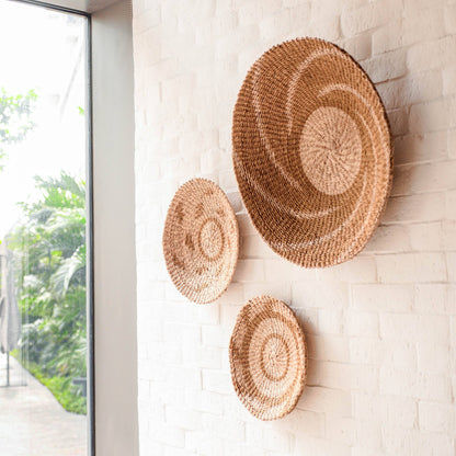 Natural + Brown Wall Baskets, Medium - Round Wall Baskets |