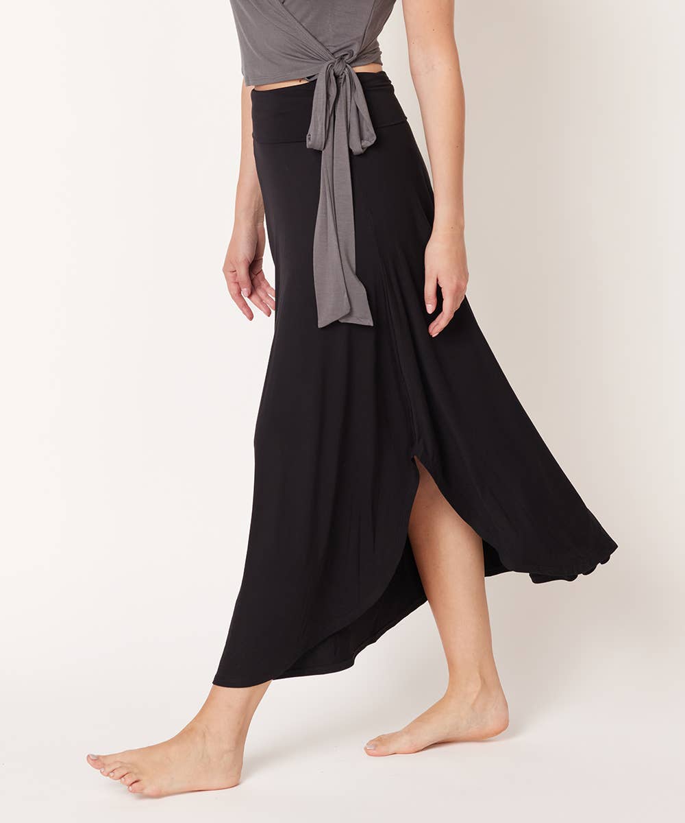 Black Bamboo Tulip Maxi Skirt