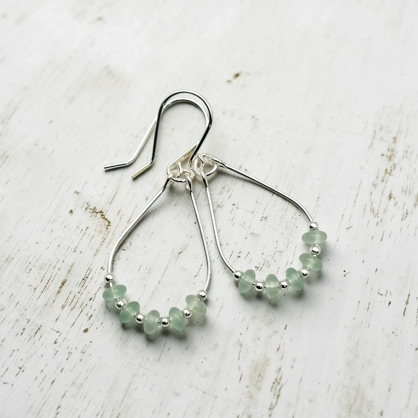 Silver Drop Aventurine Earrings
