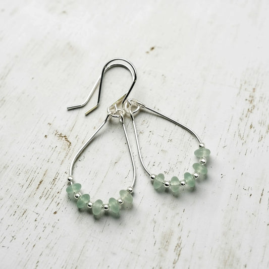 Silver Drop Aventurine Earrings