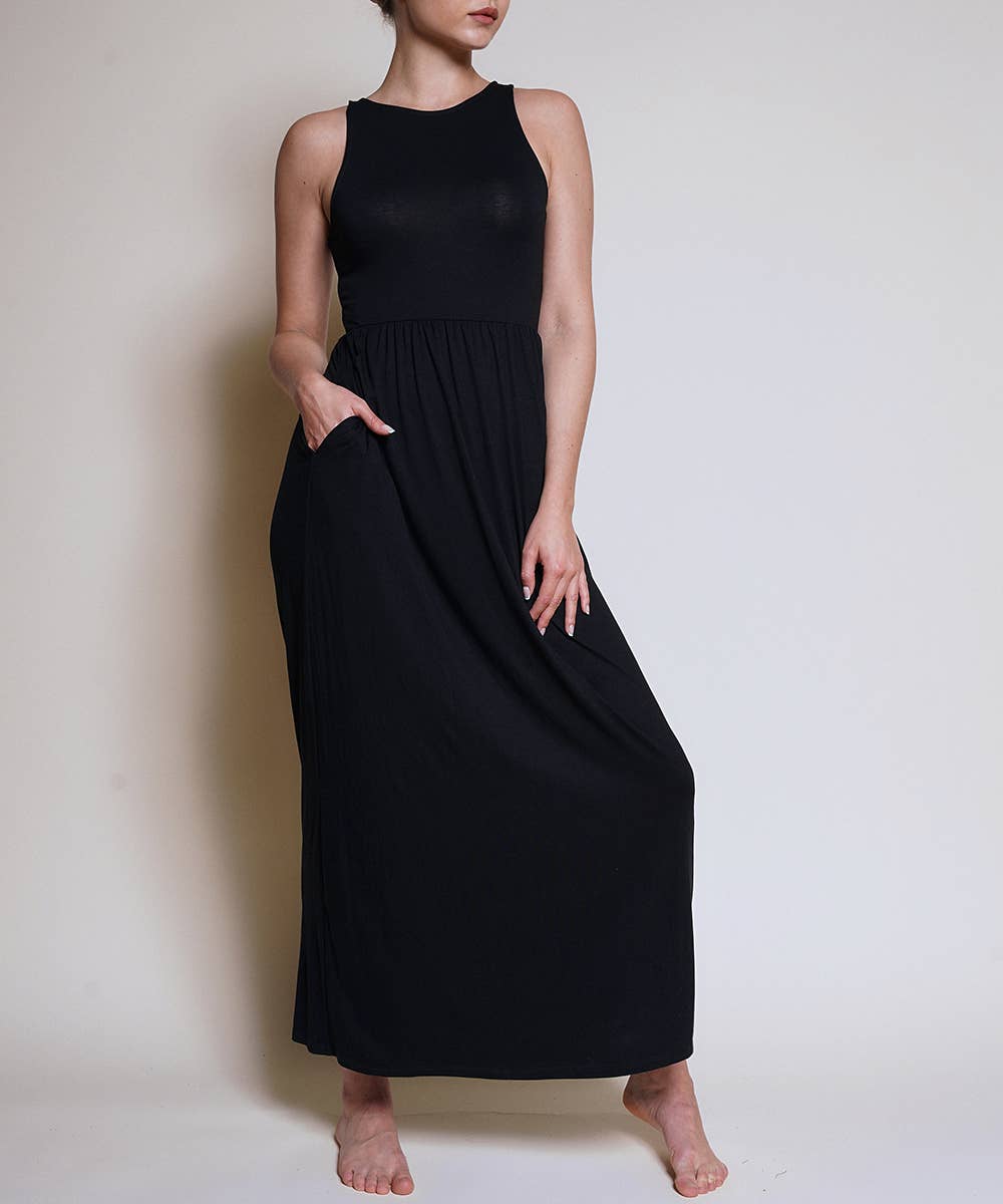 Black Sleeveless Bamboo Maxi
