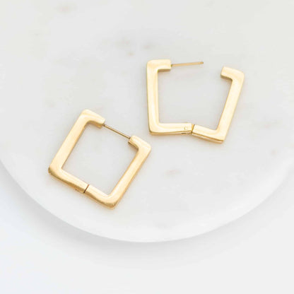 Gold Square Hoops