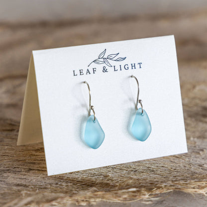 Turquoise Recycled Glass Dangles | Silver Plated