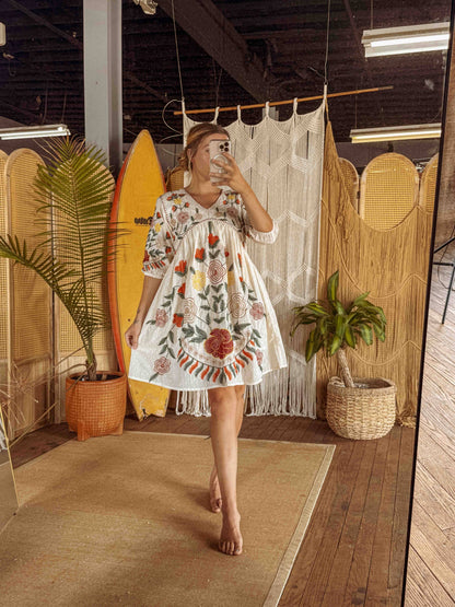 Embroidered Floral Cotton Dress