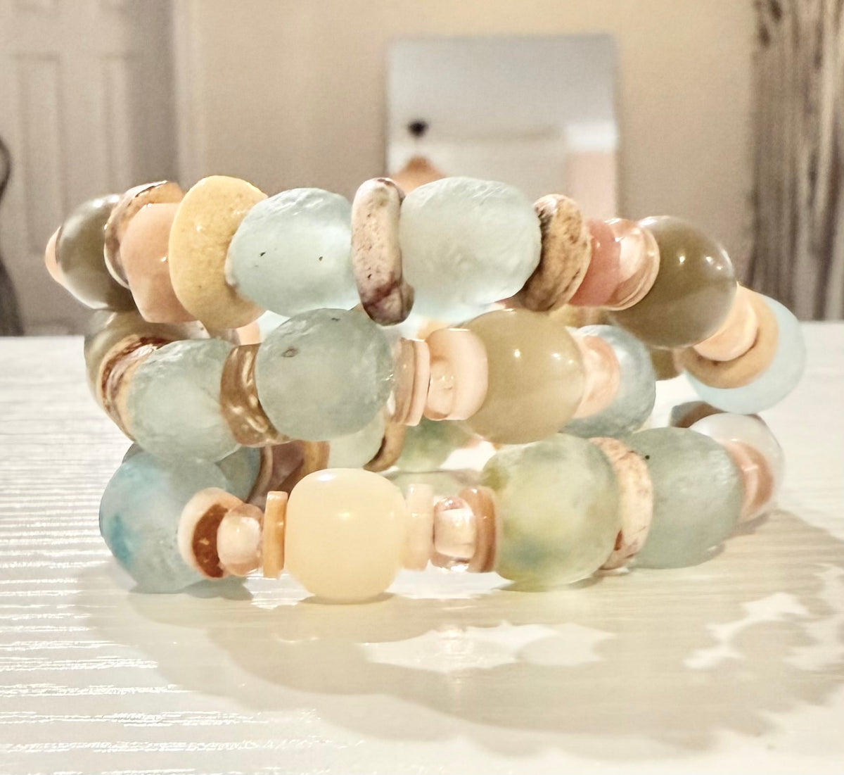 Wai Malie Bracelet Collection| Recycled Glass, Sunstone, Pink Turquoise
