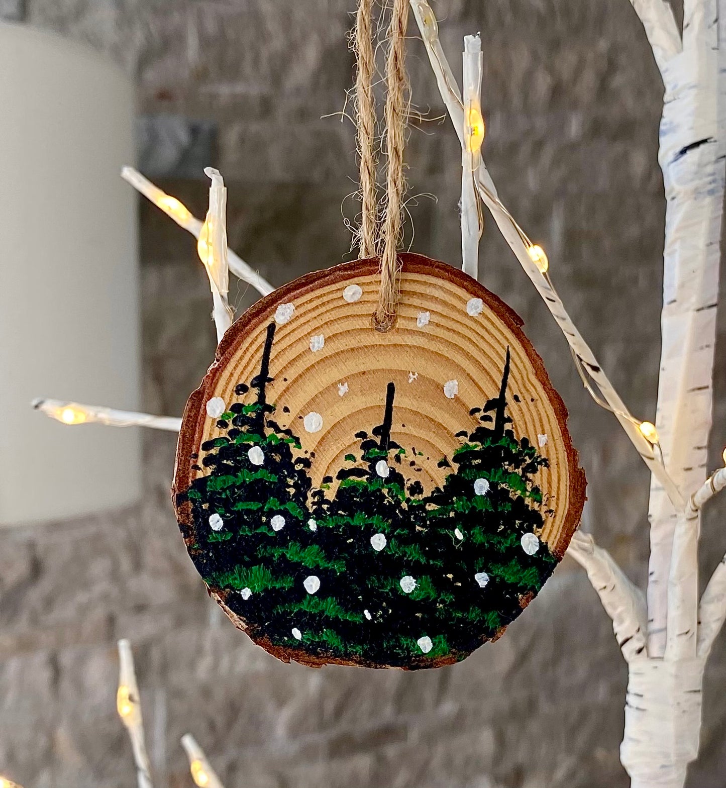 Pine Tree Wood Slice Ornaments