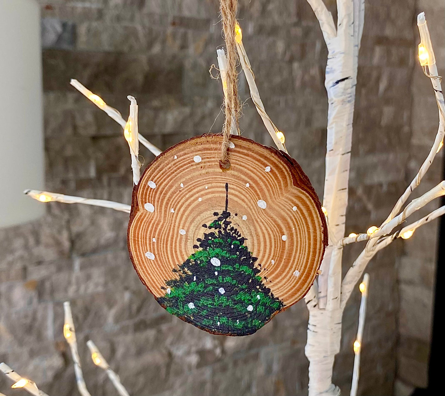 Pine Tree Wood Slice Ornaments