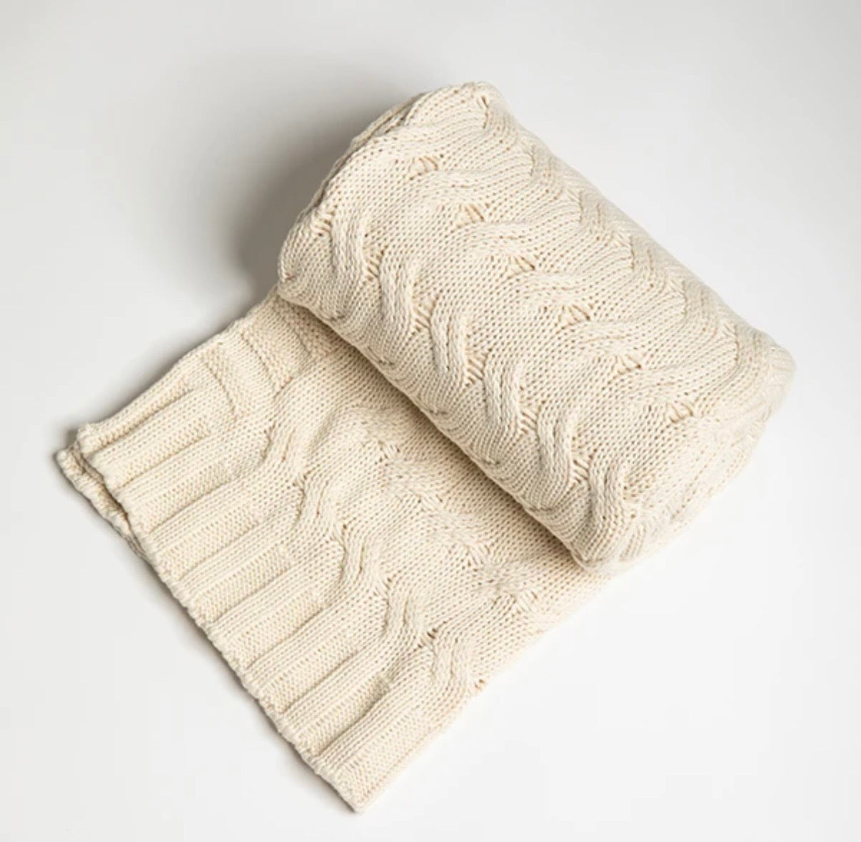 Organic Cotton Cable Knit Throw