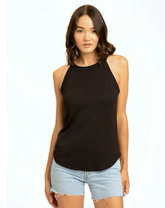 Fitted Black Halter Tank | Sustainable Tank Top