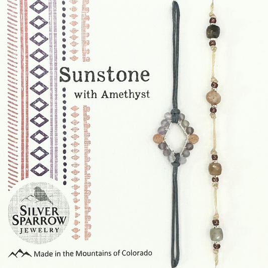 Sunstone & Amethyst Bracelet Duo
