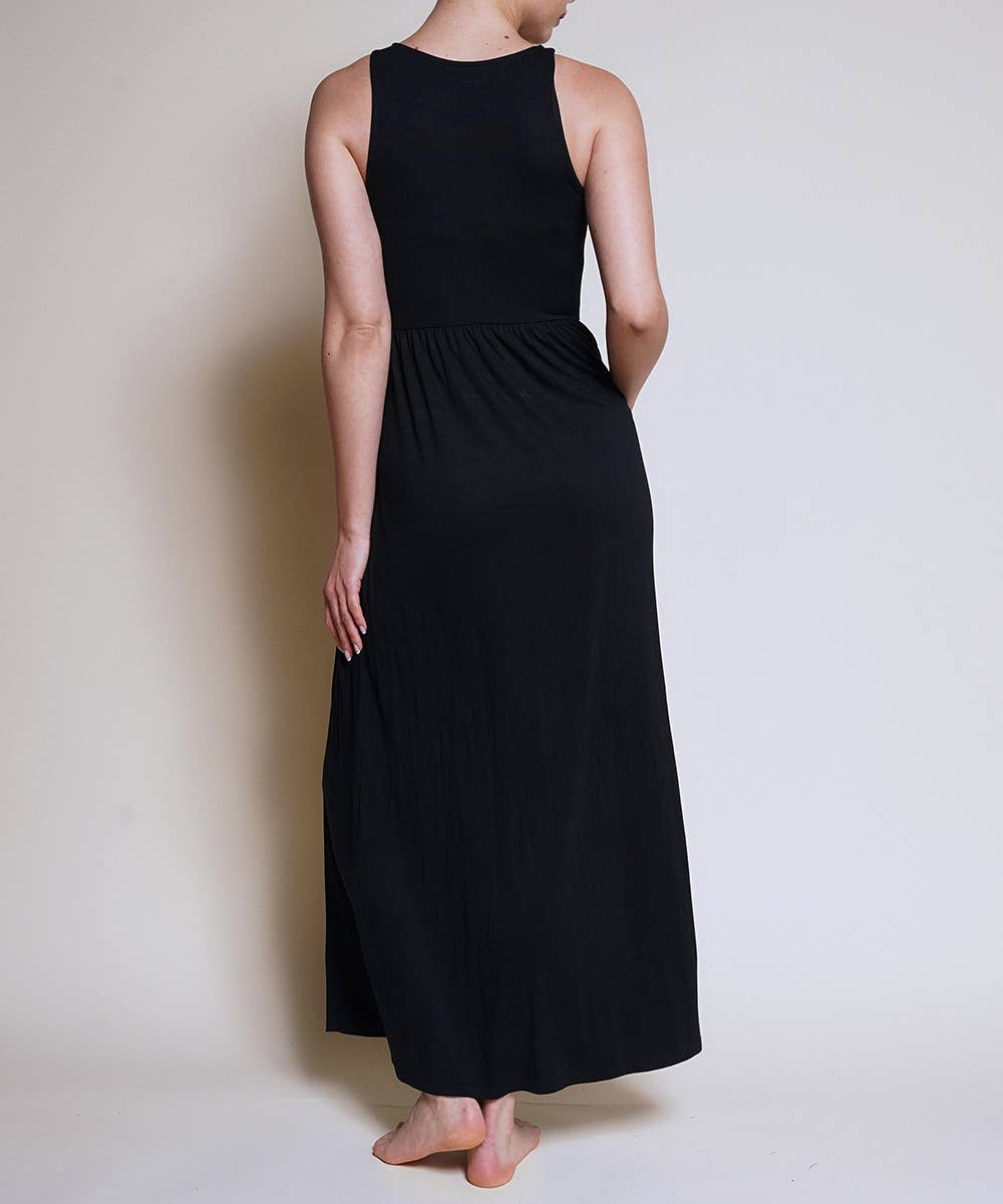 Black Sleeveless Bamboo Maxi