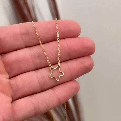 Gold Open Star Necklace