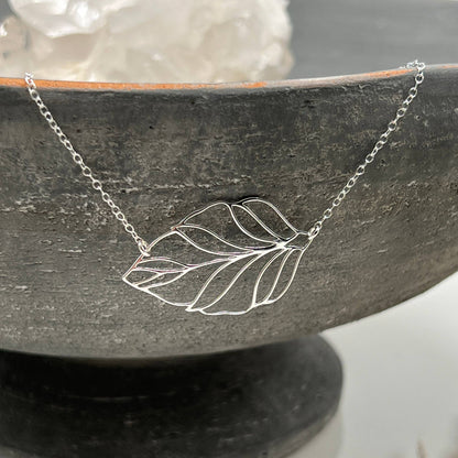 Sideways Leaf Pendant Necklace
