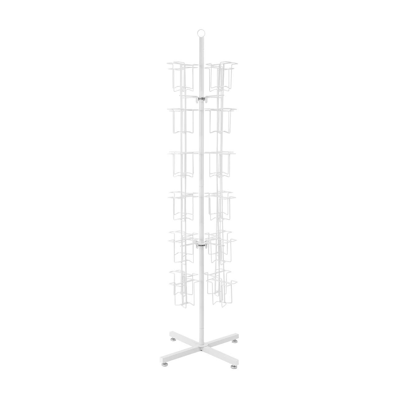 48-Pocket Rotating White Greeting Card Rack - 65”H x 16”D