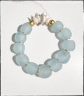 Ocean Blue Recycled Glass Bead Stretch Bracelet