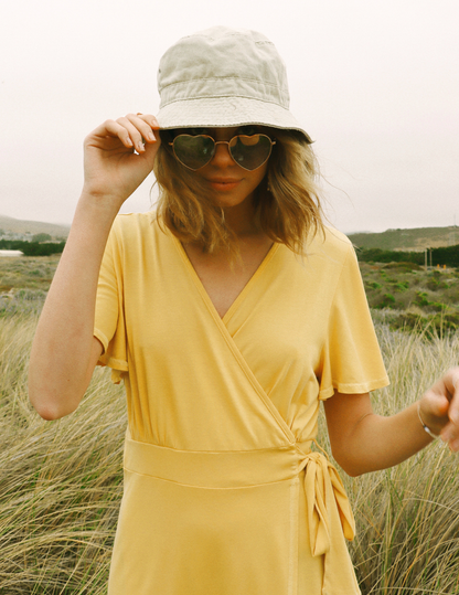 Organic Cotton Yellow Wrap Dress