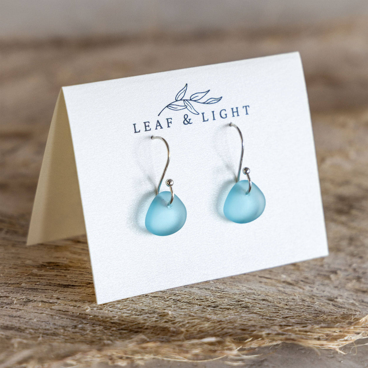 Turquoise Recycled Glass Dangles | Silver Plated
