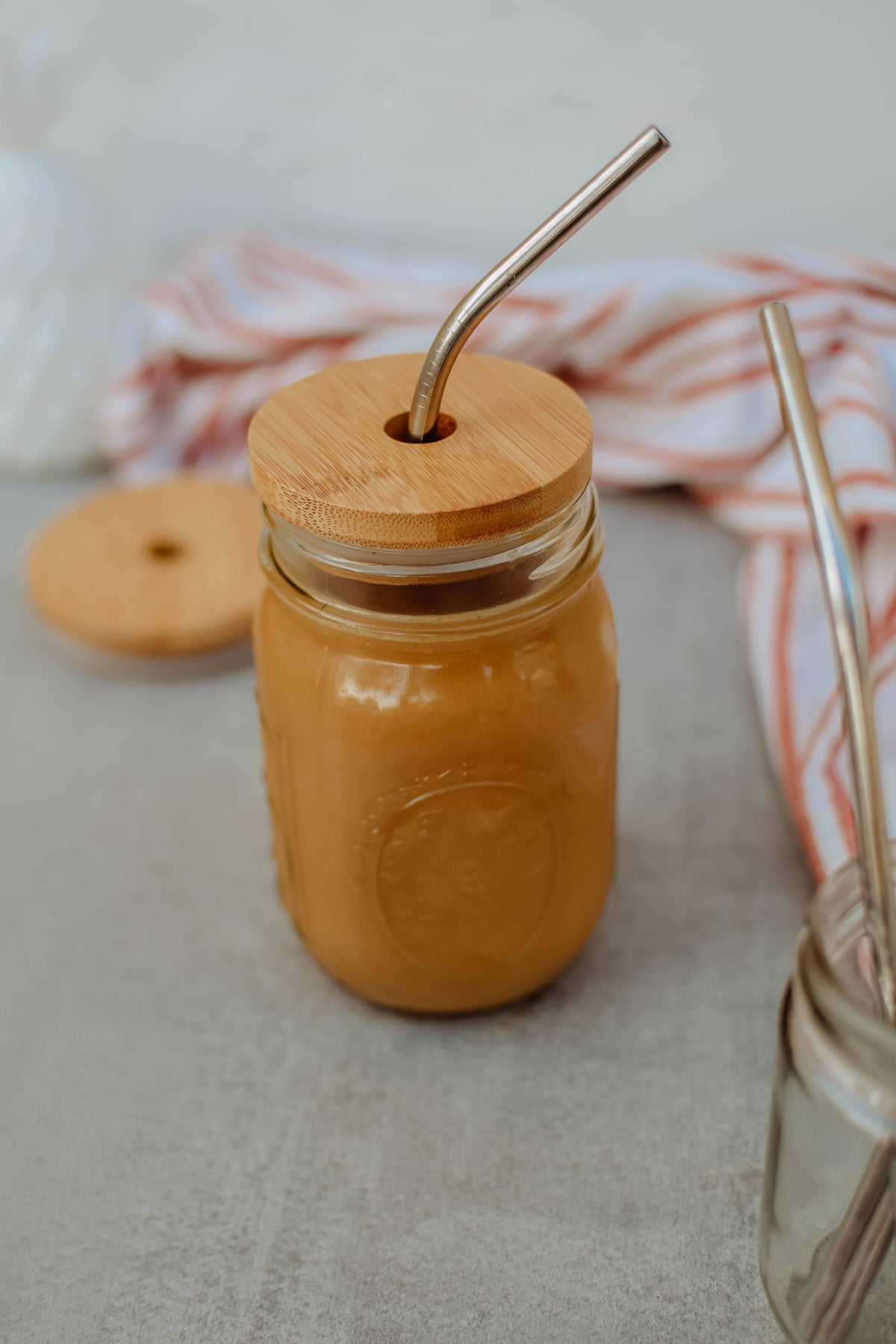 Jar Cup with Bamboo Lid/Straw