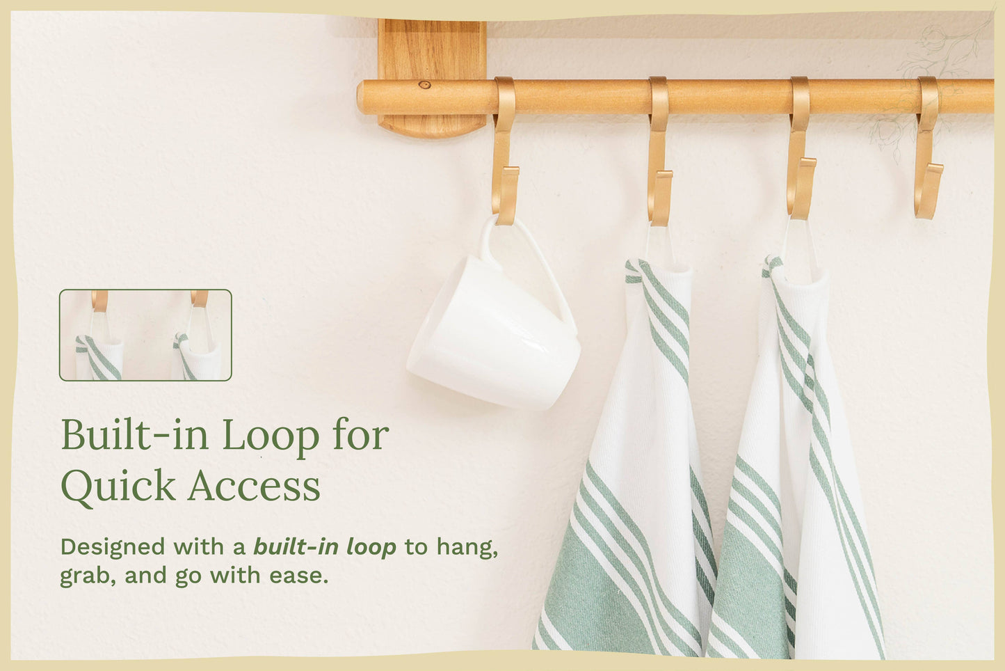 Striped Cotton Kitchen Towels with Hanging Loop