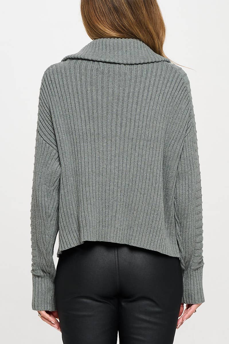 Cotton Rib Zip Sweater