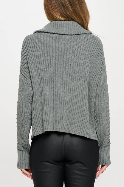 Cotton Rib Zip Sweater