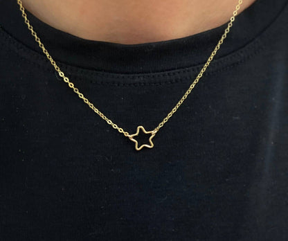 Gold Open Star Necklace