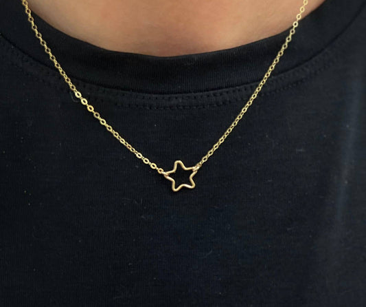 Gold Open Star Necklace