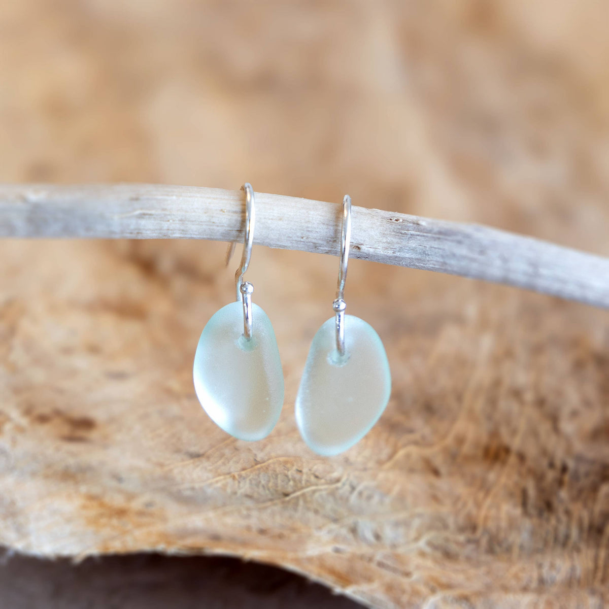 Aqua Recycled Glass Earrings | Sterling Silver