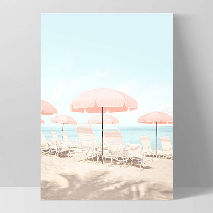 Pink Beach Umbrella Aesthetic Print