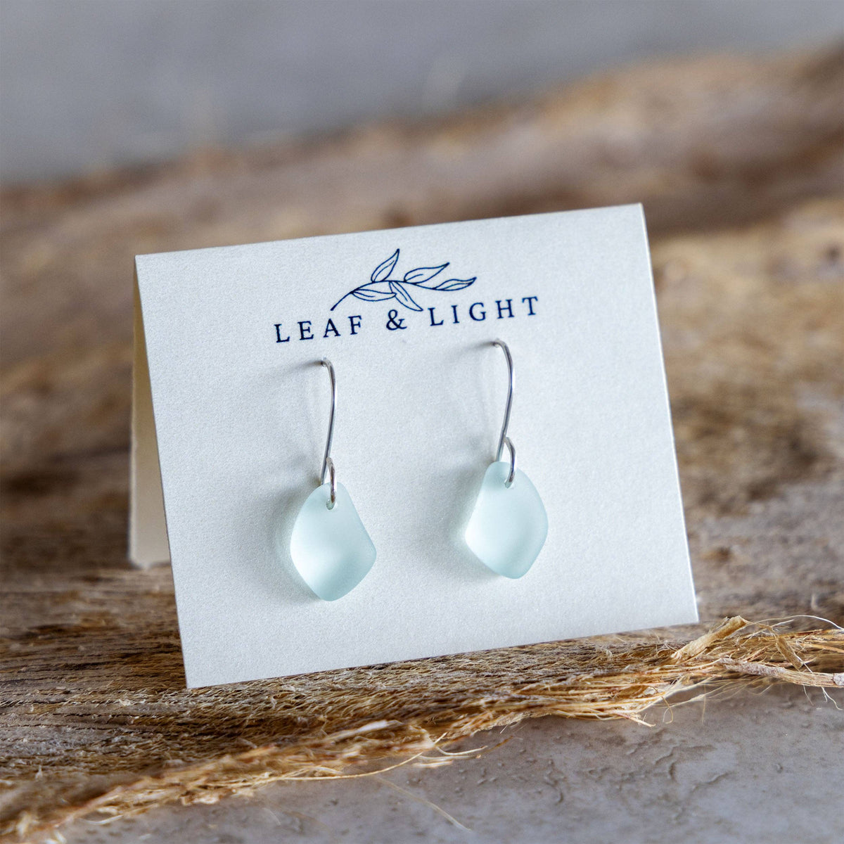 Aqua Recycled Glass Earrings | Sterling Silver