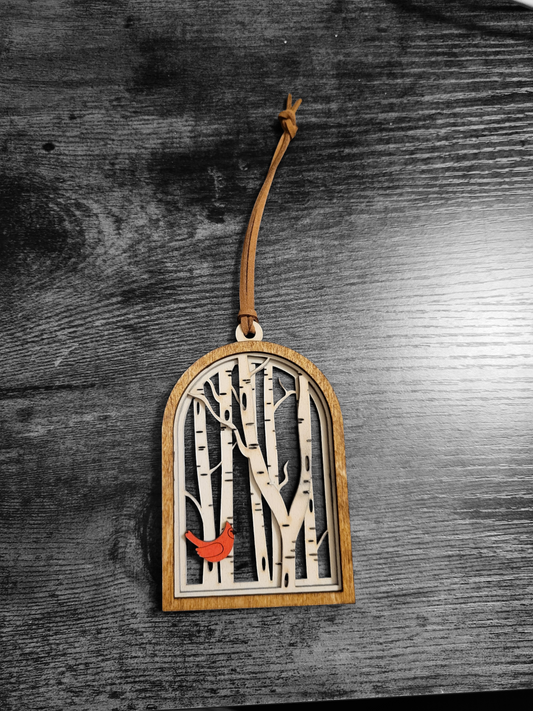 Cardinal in Birch Trees Ornament