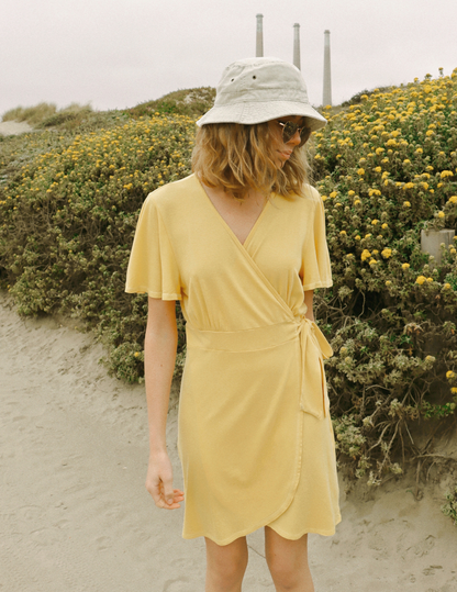Organic Cotton Yellow Wrap Dress