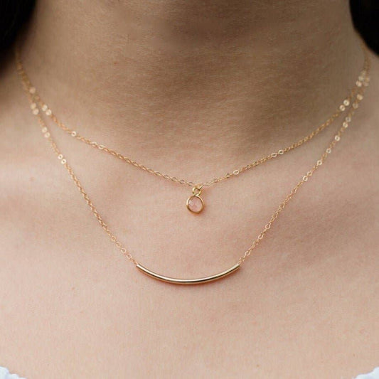 Curved Bar Necklace in Gold Filled