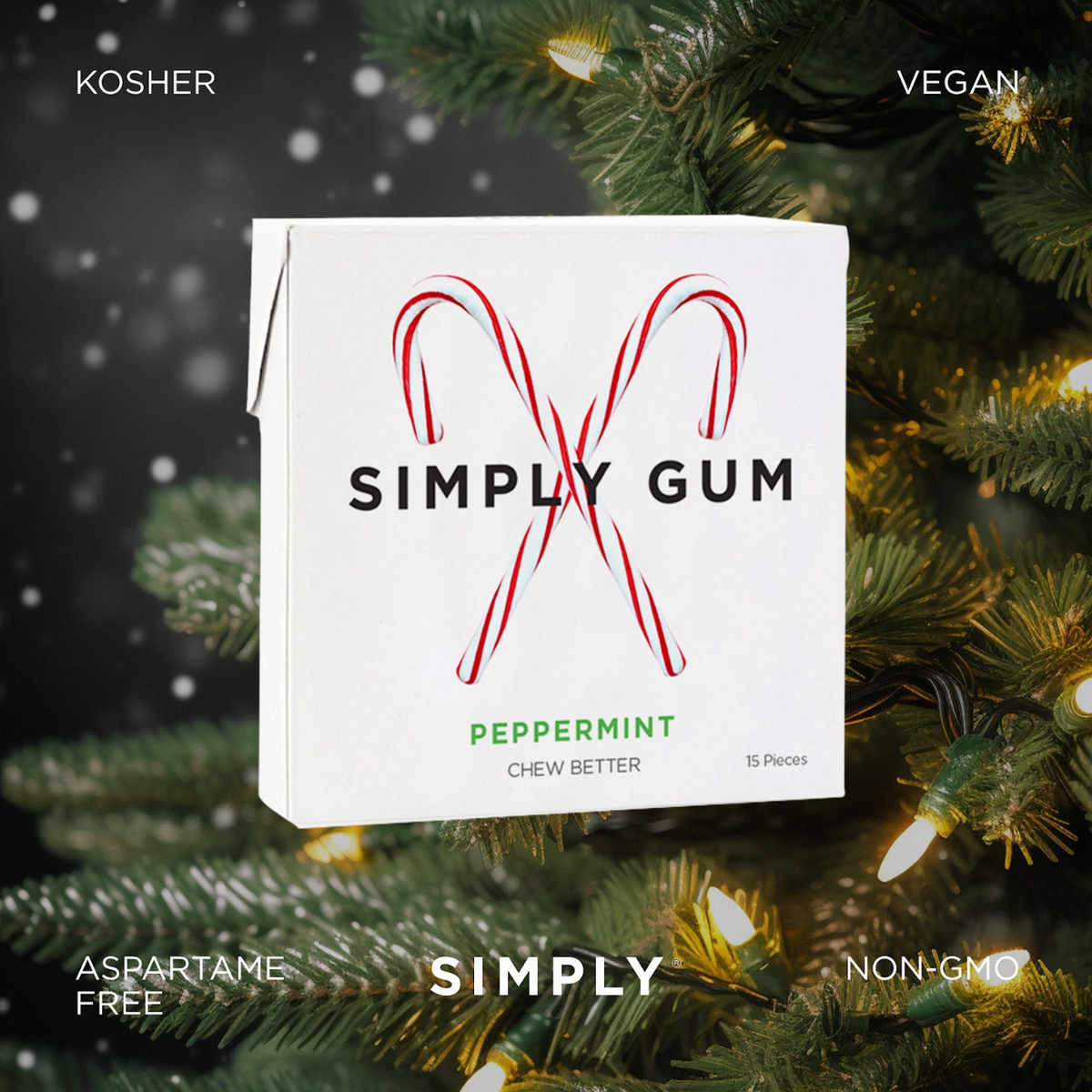 Holiday Peppermint Gum - Natural + Plastic Free | 6 Pack