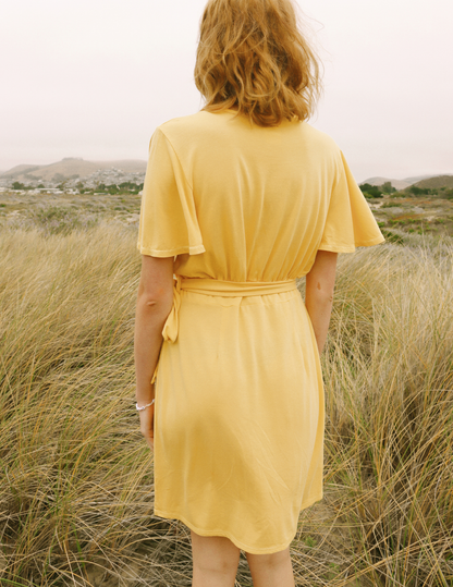 Organic Cotton Yellow Wrap Dress